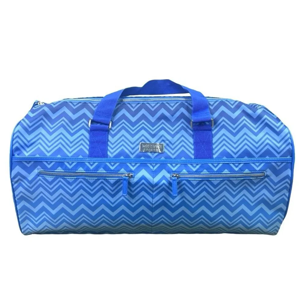 MISSONI Parfum Men’s GWP Blue Chevron Duffle Weekender Bag - 23” x 10” x 11”